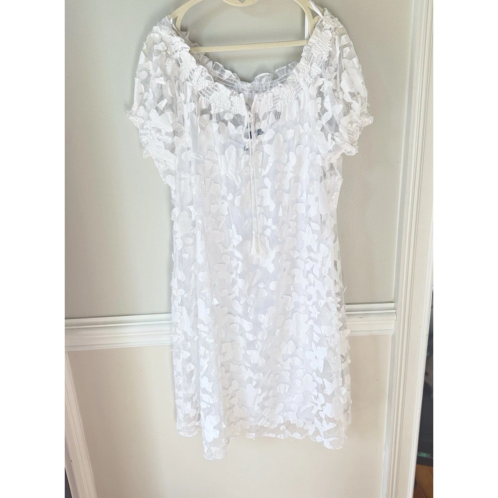 New Directions Size‎ 14 White Sheer Flowy Dress 2 Pc 744290322755